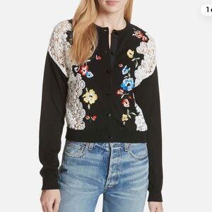 NWT Alice & Olivia Lenna Lace Sweater